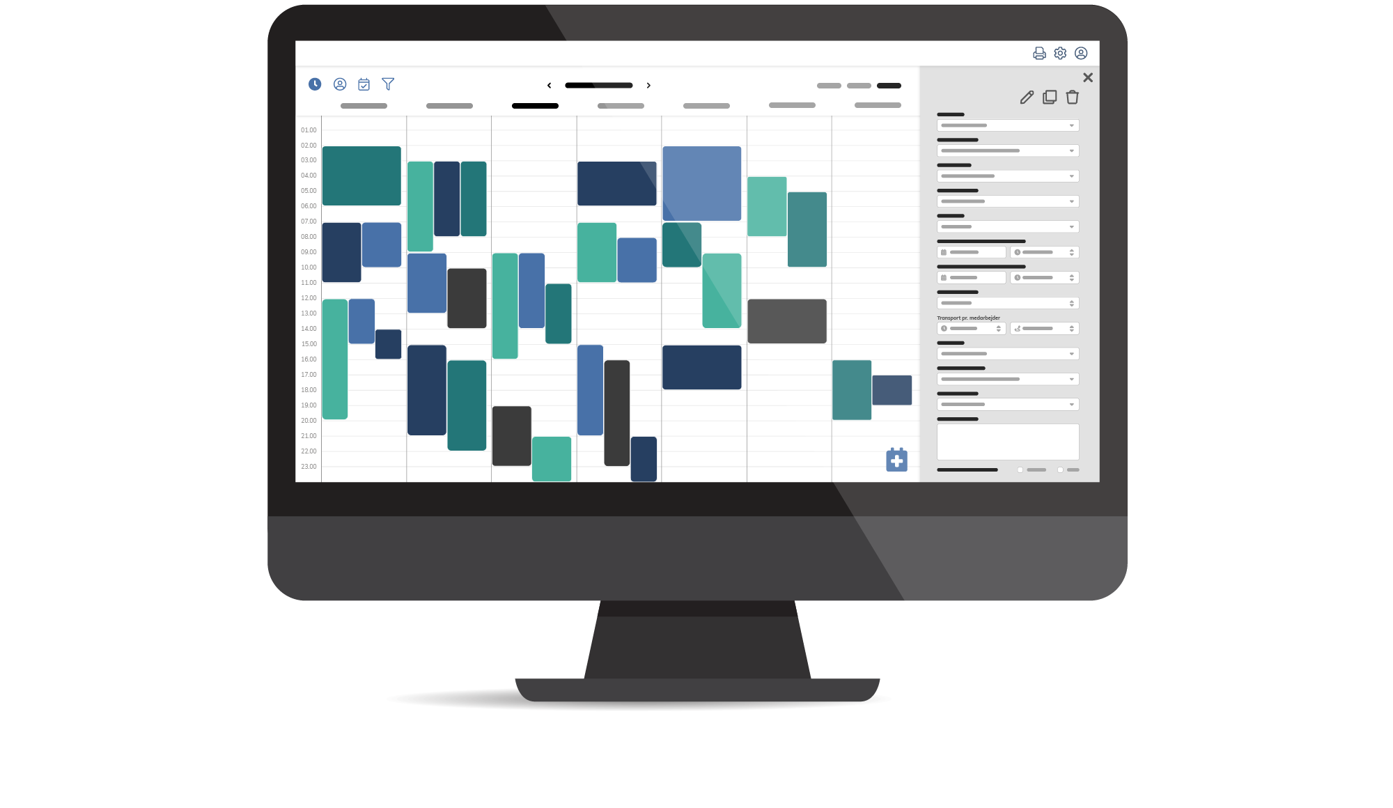 Digitale Einsatzplanung in einer Reinigungssoftware mit übersichtlicher Kalender- und Ressourcenansicht.